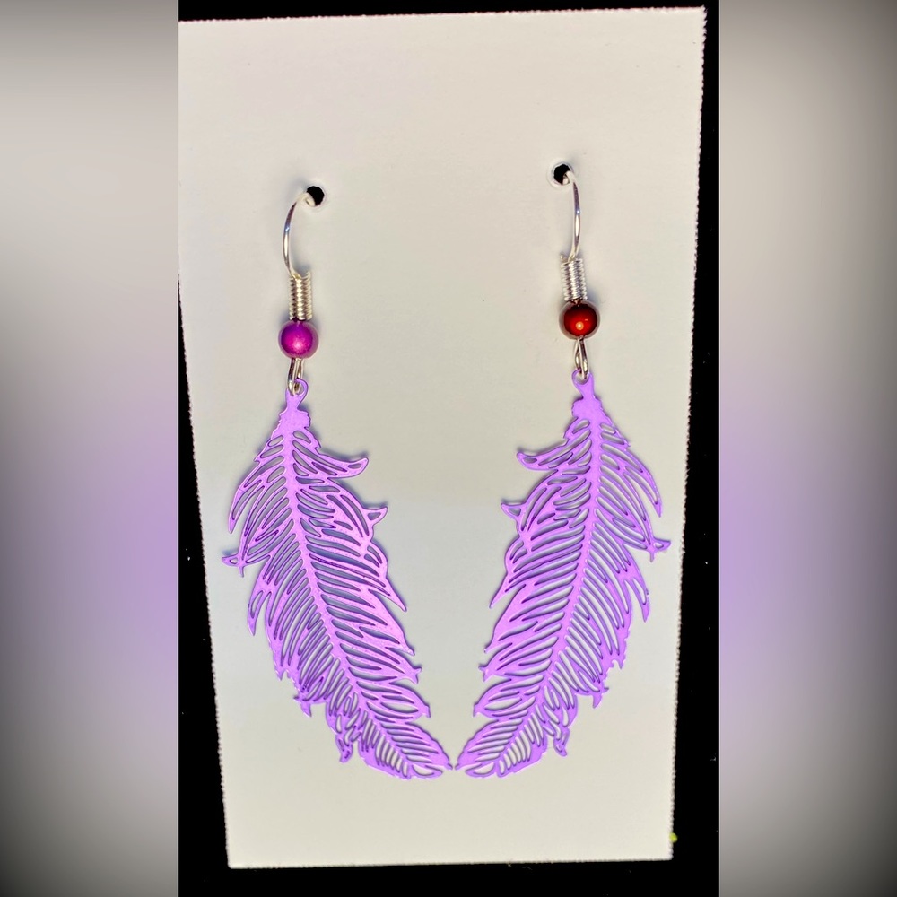 Anodized Filigree feather earrings